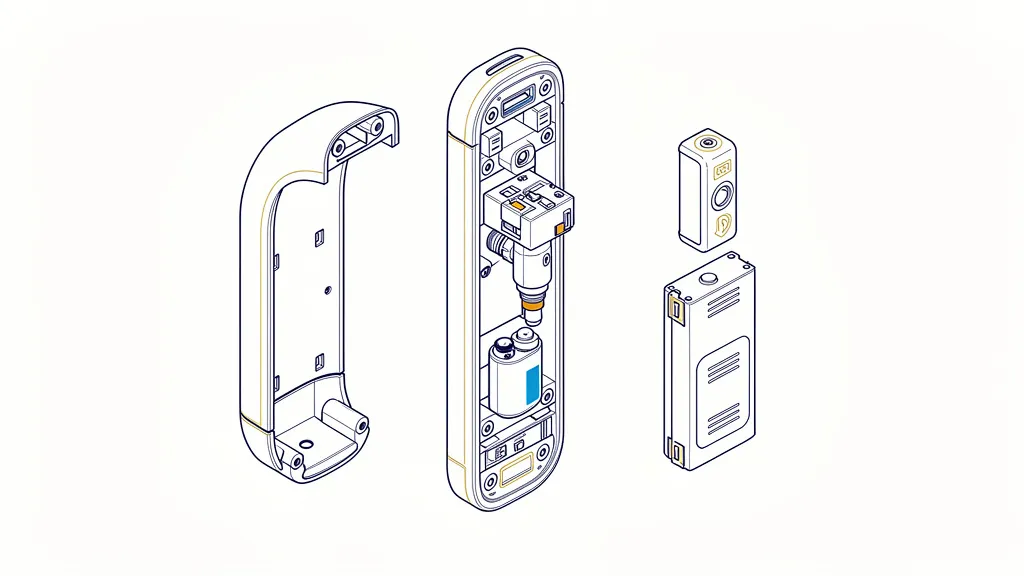 Exploded technical drawing of a wearable insulin pump