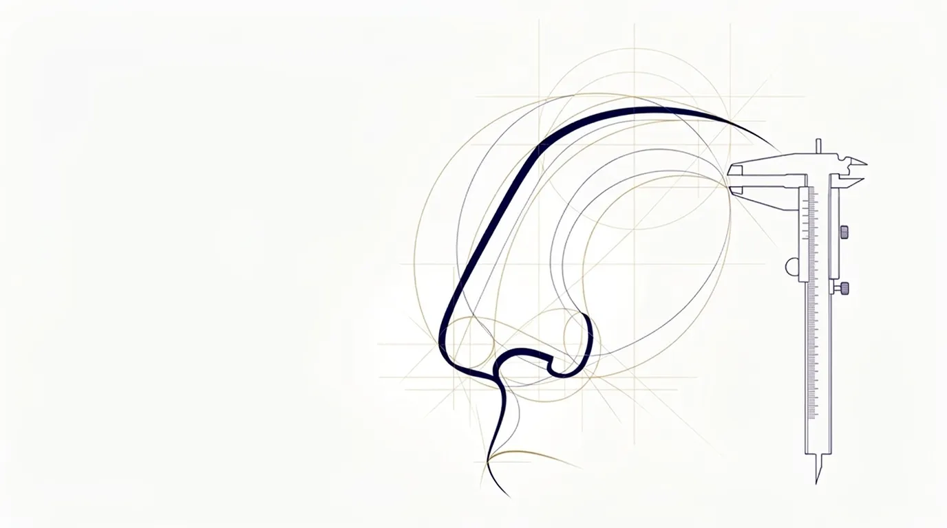 Geometric proportion study of a nasal profile with a surgical planning caliper